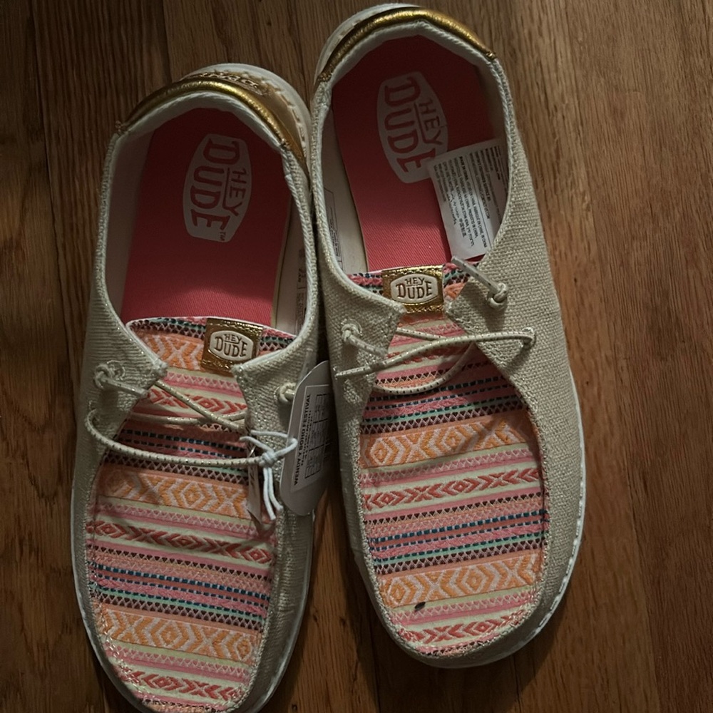 Hey Dudes Women's Striped Slip On Loafers Size 6